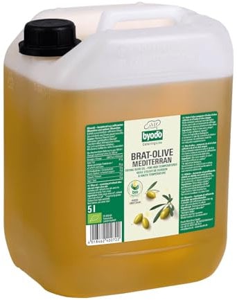 Brat-Olive Mediterran Bio-Olivenöl von Byodo im 5 Liter Kanister – Hocherhitzbar zum Braten, Grillen & Frittieren, Vegan, Mediterraner Geschmack, Vielseitig einsetzbar