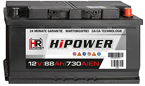 HR HiPower Blei-Säure 88Ah 12V 730A/EN Autobatterie mit bewährter Calcium-Calcium-Technologie (Ca/Ca)