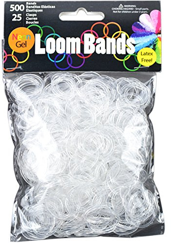 Touch of Nature Neon Gel Loom Bands, 500 Bands und 25 Kunststoff Verschlüsse, transparent