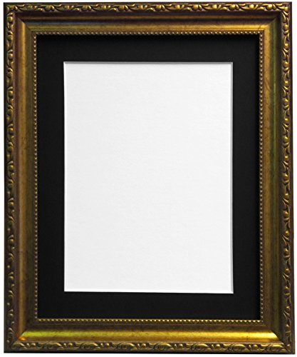 FRAMES BY POST Shabby Chic Gold Bilderrahmen mit schwarzem Passepartout 60 x 80 cm für Bildgröße 50 x 70 cm (Kunststoffglas)