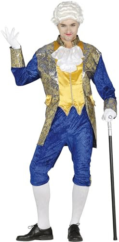 FIESTAS GUIRCA | Disfraz de Marqués Azul para Hombre (52-54/L) - Veste, Pantalon et Plastron - Costume d'Époque pour Carnaval, Halloween et Fêtes de Déguisements Historiques - Idéal pour Adultes