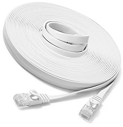 JBSTK LAN Kabel 15m CAT6 Flach Ethernet-Kabel Weiss Netzwerkkabel Internetkabel Patchkabel mit rj45 Stecker für Router, Switch, Modem, Laptop, PS5, PS4, Smart TV, Xbox One,Switch