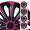 (Größe und Farbe wählbar!) 16 Zoll Radkappen/Radzierblenden STR-Bandel Bicolor (Farbe Schwarz-Pink), passend für Fast alle Fahrzeugtypen (universell) – nur beim Radkappen König
