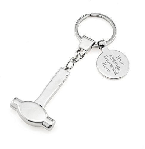 Personalised Hammer Design Keyring / Keychain / - Engraved with your custom text