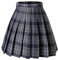 Hoerev Frauen Mädchen vielseitig Plaid gezauter Rock mit Shorts für kaltes Wetter,Schwarzesgitter,EU 42