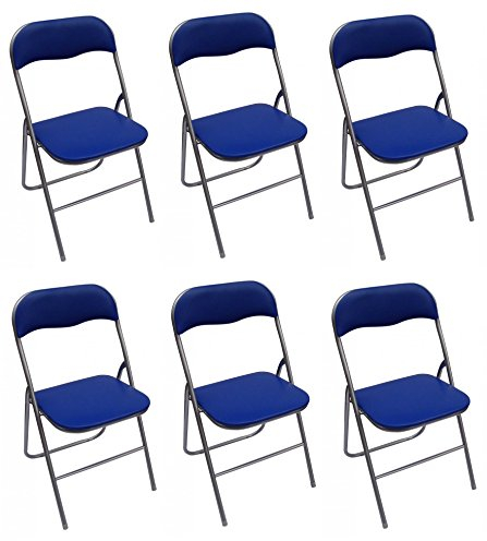 La Silla Española - Sevilla - Pack Klappstühle, gepolstert, PVC, Aluminium, Blau, 46 x 43,5 x 78 cm, 6 Stück