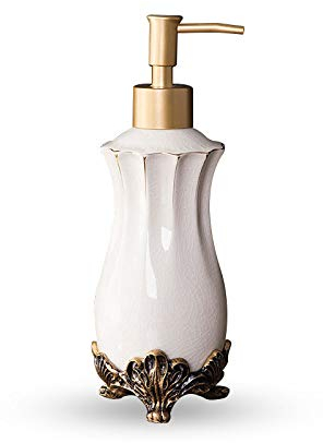 ZYQFY Vintage Keramik Seifenspender,Vintage Ice Crack Weiße Hand Soapdispenser Mit Quick Drücken Sie Die Pumpe Für Küche Und Bad, Porzellan Home Decor Toll Für Lotionen Ätherisches Öl Flüssigseifen