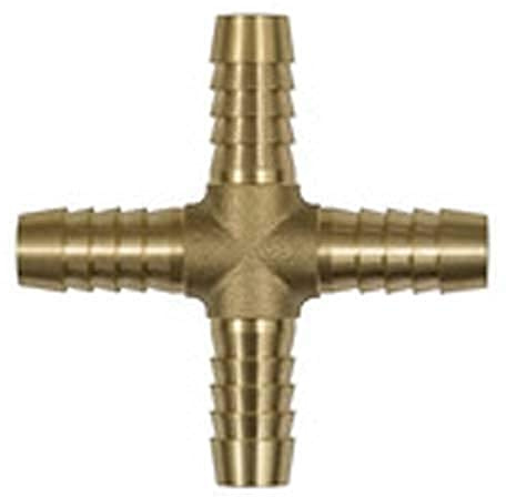 RIEGLER 140115-173 A/0 Kreuz-Schlauchverbindungsstutzen, für Schlauch LW 4 mm, Messing, 1Stk
