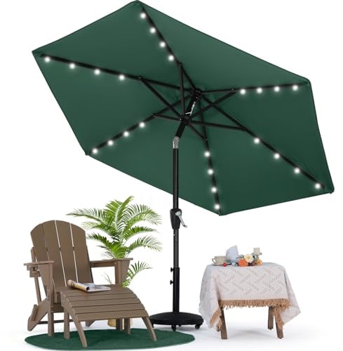 MASTERCANOPY Sombrilla de patio con luces LED solares (7.5 pies, verde bosque)
