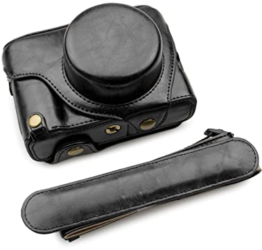 MUZIRI KINOKOO Fuji X100V Tasche aus PU-Leder für Fujifilm X100V Kamera Schutzhülle - Abnehmbares Design mit Schultergurt-Schwarz