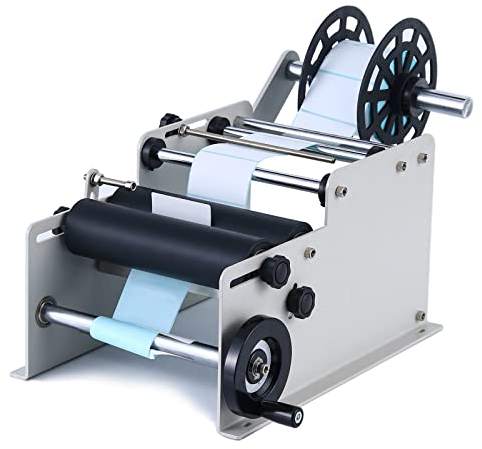 Sumeve Manuelle runde Etikettiermaschine, Flaschenetikettenapplikator für runde Flaschen (weiß)