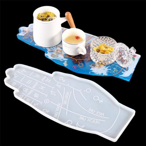 Zayookey Grande Moule Resine Époxy Plateau de Divination Moule Silicone Dessous de Verre Constellation Zodiaque Moulle Coulée de Forme de la Main Tapis de Tasse DIY Coaster Resin Mold