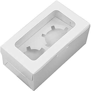 Cupcake Box, 20 Stück Cupcake Muffin Box, Muffin Karton, mit Beobachtungsfenster Und Herausnehmbarer Innenstütze, für Cookies, Cupcake, Pastry Packaging, Muffin (Weiß 2 Loch)