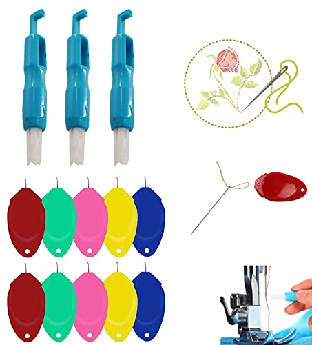 Generic BF94, 13 Pcs, Kunststoff, Nadeleinfädler Automatisch für Nähmaschinen Metal Nadel Einfädler zum Handnähgarnstickerei und Kreuzstich, Acrylic, Beige