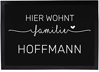 Personalisierte Fußmatte | Fußmatte Familie personalisiert | Fußmatte für Paare & Familien | Heimathafen | Herzdesign (Hier wohnt)