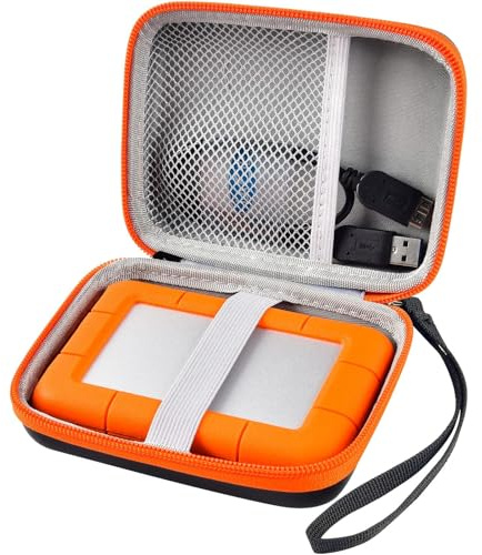 ALKOO Case Compatible with LaCie Rugged Mini 1TB/ 2TB/ 4TB/ 5TB External Hard Drive Portable HDD, Storage Holder for Hard Drives for Mac and PC Computer & USB 3.0 2.0 Cable SD Cards (Box Only)
