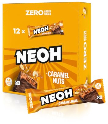 Neoh Karamell-Nuss-Schokoladenriegel, ohne Zuckerzusatz, 12er-Packung