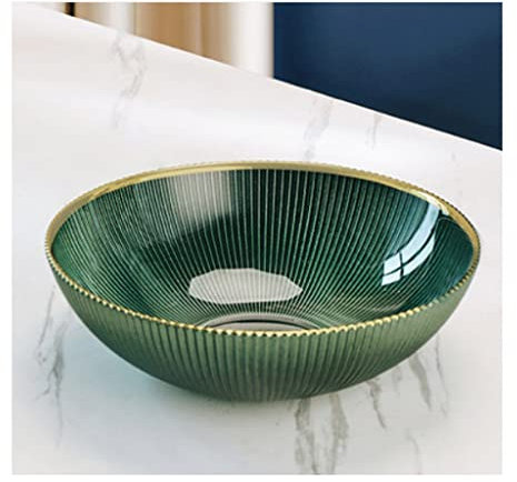ZAW Obstschale, Obstschale, Obstschale, Obstschale, runde grüne Glas-Servierschalen für Obst oder Salate, Obstteller mit Regal, Durchmesser 24,8 cm und 32,9 cm (Farbe: A)