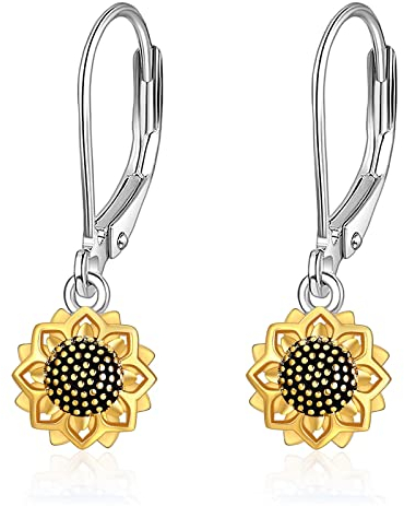 VONALA Sonnenblume Ohrringe Gold, 925 Sterling Silber Sonnenblume Schmuck Geschenke für Damen Mädchen (Sonnenblume 07)