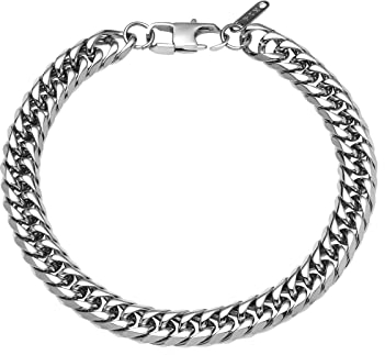 flintronic Armkette Herren Edelstahl, Herren Armband Panzerkette für Männer/Jungen, Schwer Glieder Link Armband, Armreif Hip Hop Rapper Modeschmuck 9mm Breit/21CM Lang