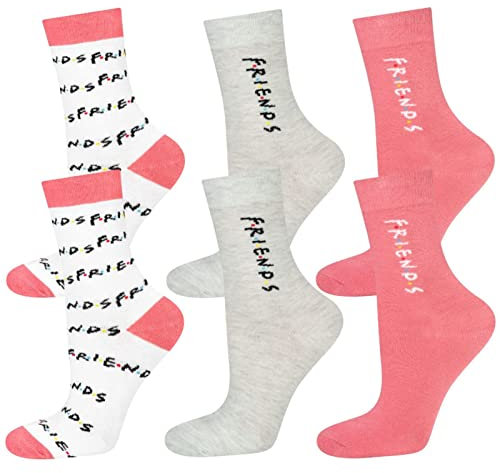 Warner Bros Friends Calzini Donna Cotone Calze Donna Invernali Divertenti Gadget 35-40 Rosa 3 Paia