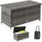 TecTake® Garden Storage Box, Lockable, UV-Resistant Poly Rattan Weave, Powder-Coated Steel Frame, Gas Pressure Springs, Removable Inner Pocket, Plastic Caps, Easy Assembly, Waterproof, 270L - grey