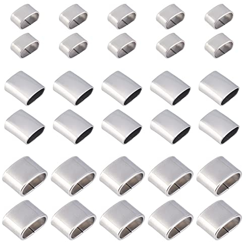 UNICRAFTALE 30Stk Abstandsperlen 201 Edelstahl Rechteck Perlen 3.5~4x7.5~9.5mm Großes Loch Lederband Slider Lose Perlen Für Armbänder Metall Zwischenperlen Für Die Schmuckherstellung