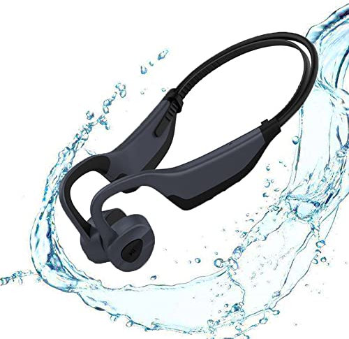 MP3 and Bluetooth 2 in 1 Bone Conduction Swimming Headphone, 8 Hours Playing with 16GB Memory IPX8 & 3 Meters Underwater Waterproof Earphones for Sports Workouts Running Driving Working Gaming Gray