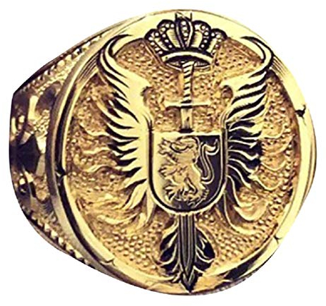 PikaLF Löwenring für Männer, nordischer Wikinger-Löwenkopfring, goldener Löwenkronenring, gotischer Schwertschild-Flügelring, Hip-Hop-Löwen-Siegelring, Vintage-Löwentotem-Amulettring (18.1)