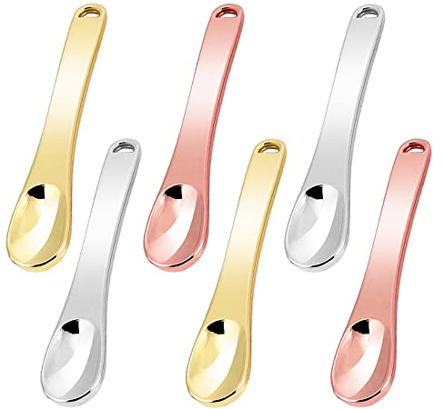 WLLHYF Mini espátula de maquillaje de metal para el cuidado de la piel, cuchara cosmética reutilizable, cuchara de belleza para cosméticos faciales para máscara facial, crema, lociones hidratantes