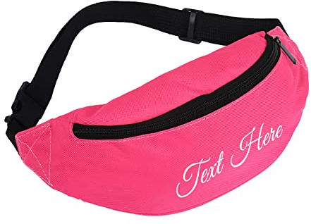 Personalisiert Embroidery Bauchtasche Sport, OXYEFEI Stylisch Groß Gürteltasche Handy Wasserdich Hüfttasche mit Verstellbaren Gummiband für Reise Outdoor für Damen und Herren (Rosa)