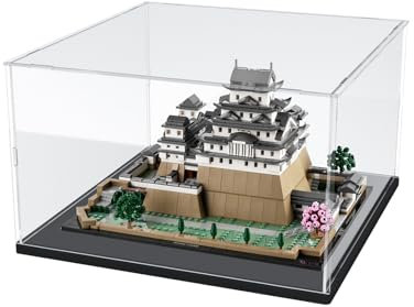 Acryl Vitrine Schaukasten für Lego 21060 21327 21058 75357, Glasvitrine Acrylbox Transparent Groß für Figuren Sammlerstücke Spielzeug mit Holz-Kunststoff-Basis & Licht, Schwarz Innen 35x35x20cm