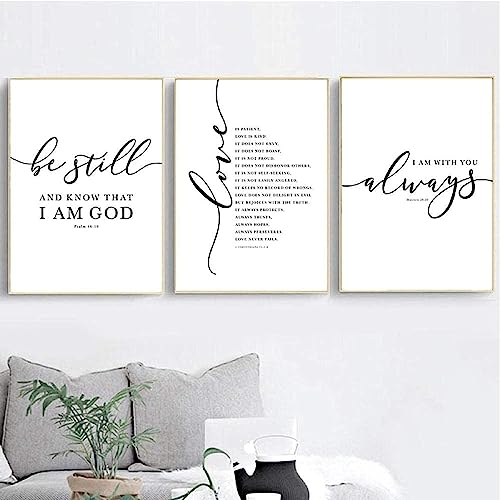 MHLCMG Leinwand Malerei Christliche Bibel Schrift Zitat Bilder Wandkunst Schwarz Weiß Poster Kunstdruck Bild Wand Wohnzimmer Schlafzimmer Dekor Kein Rahmen (3X50X70CM)