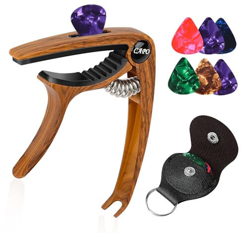 PBUSPU Cejilla Guitarra Española, con 6 Puas, Capo de Aluminio, Accesorios para Guitarra Madera