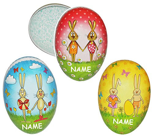 alles-meine.de GmbH 10 TLG. Set: Füll - Pappeier 15 cm - Hasen - Comic Figuren - incl. Name - Osterei/Ei zum befüllen - Deko Pappe Papp Pappeier Dekoei Pappostereier Füllen..