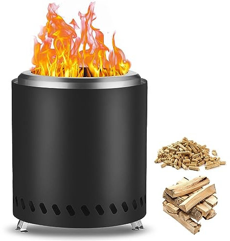 POTOUZHI Mini brasero de table portable avec support, 24,9 x 21,8 cm (H x P) pour urbain et banlieue, alimenté par du bois ou des granulés, foyer sans fumée, en acier inoxydable, 1,5 kg, avec sac de