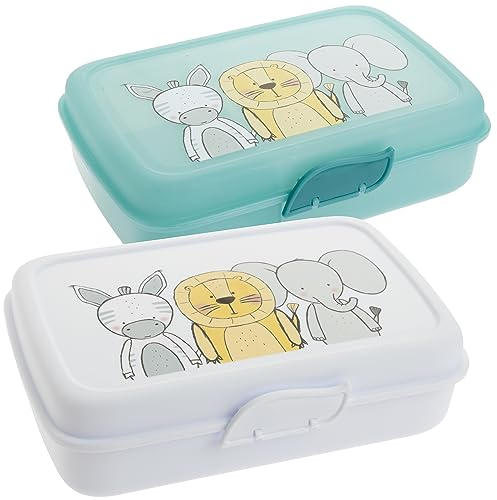 3friends Brotdose Kinder mit Fächern 2er Set, Lunchbox Kinder mit Trennfächern und Clickverschluss, Bento Box Kinder Brotzeitbox, 100% Recyclebar Frühstücksbox ohne BPA, Modell: AJ-Duo