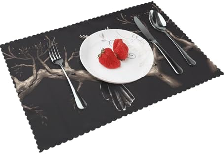 Platzdeckchen-Set mit Eule, einzigartiger Stil, schützt perfekt den Esstisch, 45,7 x 30,5 cm, rutschfest und hochtemperaturbeständig, Bankett-Dekoration
