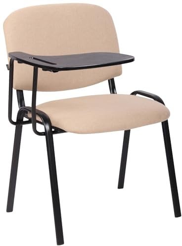 CLP Chaise Visiteur Ken Tissu et Tablette Rabattable I Chaise Salle de Conférence Stable Confortable Dossier, Couleur:crčme