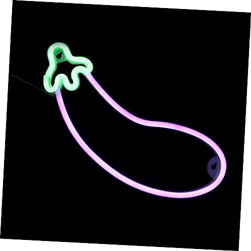 Angoily Aubergine Neon Leuchtreklamen Für Die Wanddekoration Neonschild Neon-fruchtschild Wand-neonlampe Neonlichter Jungenzimmerdekoration Pflanzenlicht Kind Weiß Batterie Die Hüften
