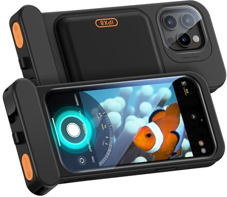 ESR wasserdichte Handyhülle für iPhone 15 Pro Max/14 Pro Max, Berührungsempfindlichkeit unter Wasser, schwimmende wasserfeste IPX8 Handyhülle mit Trageband, Unterwasser Handyhülle, Schwarz, 2 Stück