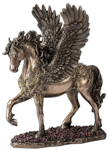 Veronese Design Göttliches Pegasus geflügeltes Pferd, kaltgegossenes Kunstharz, Bronze-Finish, Tierskulptur, 27,7 cm