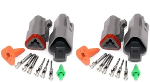 2pc 3 Pin Fits Deutsch Dt Series Multi Plug Waterproof Connector Kit
