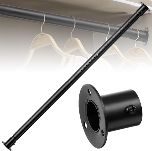 DAKEPOLE Tringle à vêtements extensible de 40 à 65 cm en Acier Matte Noir pour chambre à coucher, buanderie, jardin intérieur