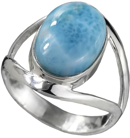 I-be, Larimar Edelstein Ring oval, 925 Silber, im Geschenketui, 103012-2B/10x14 (58)
