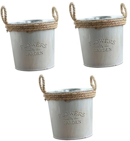 ABOOFAN Lot De 3 Pots De Fleurs en Toile De Jute Et Fer Style Vintage Décoratifs Finition Argentée