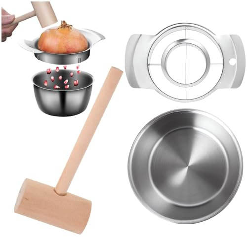 Lipfer Granatapfelschaltwerkzeug Set Edelstahl Granatapfel Deseeder Granatapfel -samenentferner Schüssel Und Holzhammer Für Die Heimküche