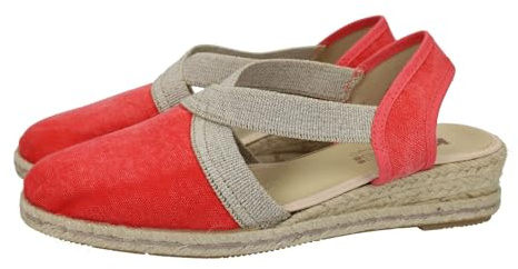 KOKIS 47328 Alpargatas valencianas para Mujer, Color Fucsia, Casuales, cuña de 4.5cm y Puntera Cubierta, Hechas en España Mujer Alpargatas