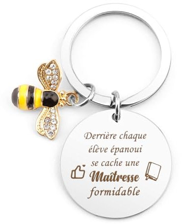 Ktiavo Merci Maitresse Porte Clef - Cadeau Fin d'Année pour Atsem Maternelle, École, Institutrice, Nounou, Aesh, Avs - Idée Noel