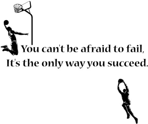 SUPERDANT Basketball Wandsticker Inspirierende Zitate Wandaufkleber Can'T Be Afraid Wandtattoo zum Aufkleben Vinyl Wandsticker Für Schlafzimmer Wohnzimmer Heimdekoration Basketballspieler Geschenke